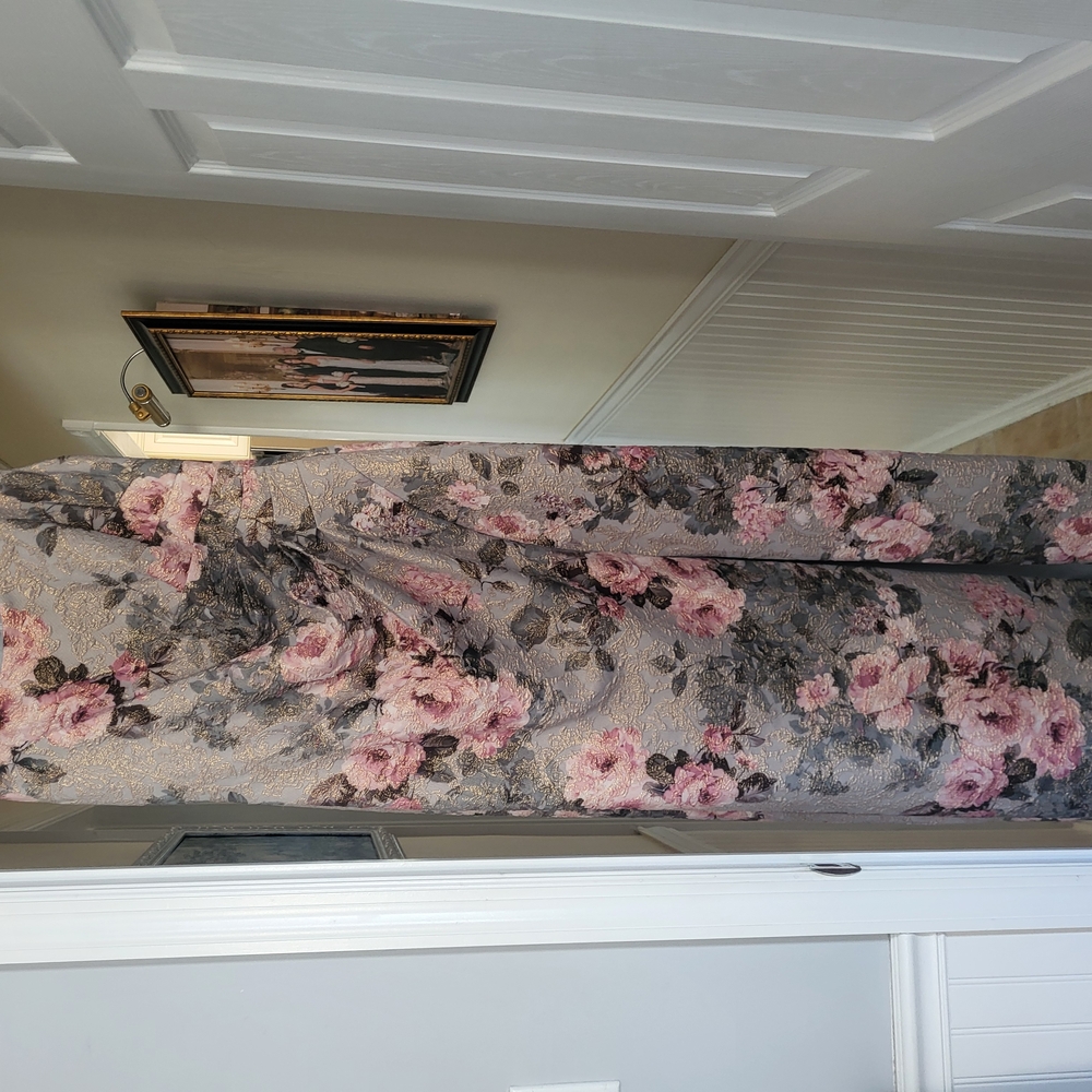 Adrianna Papell Pink and Gray Sheath Maxi Dress for Weddings